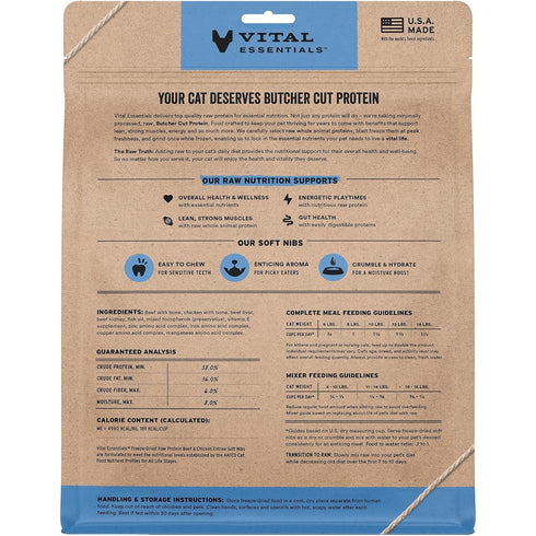 Vital Essentials Freeze Dried Soft Nibs Beef Chicken Raw Cat Food 12oz - Poudre Pet & Feed Supply 2